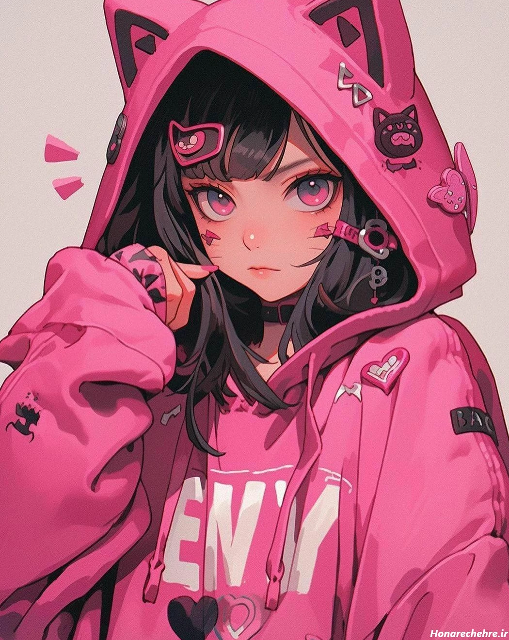 عکس انیمه کیوت صورتی