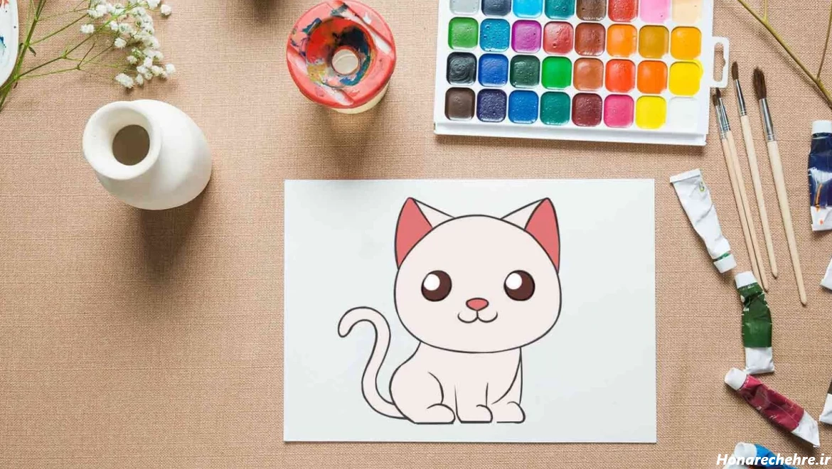 عکس نقاشی گربه رنگ شده
