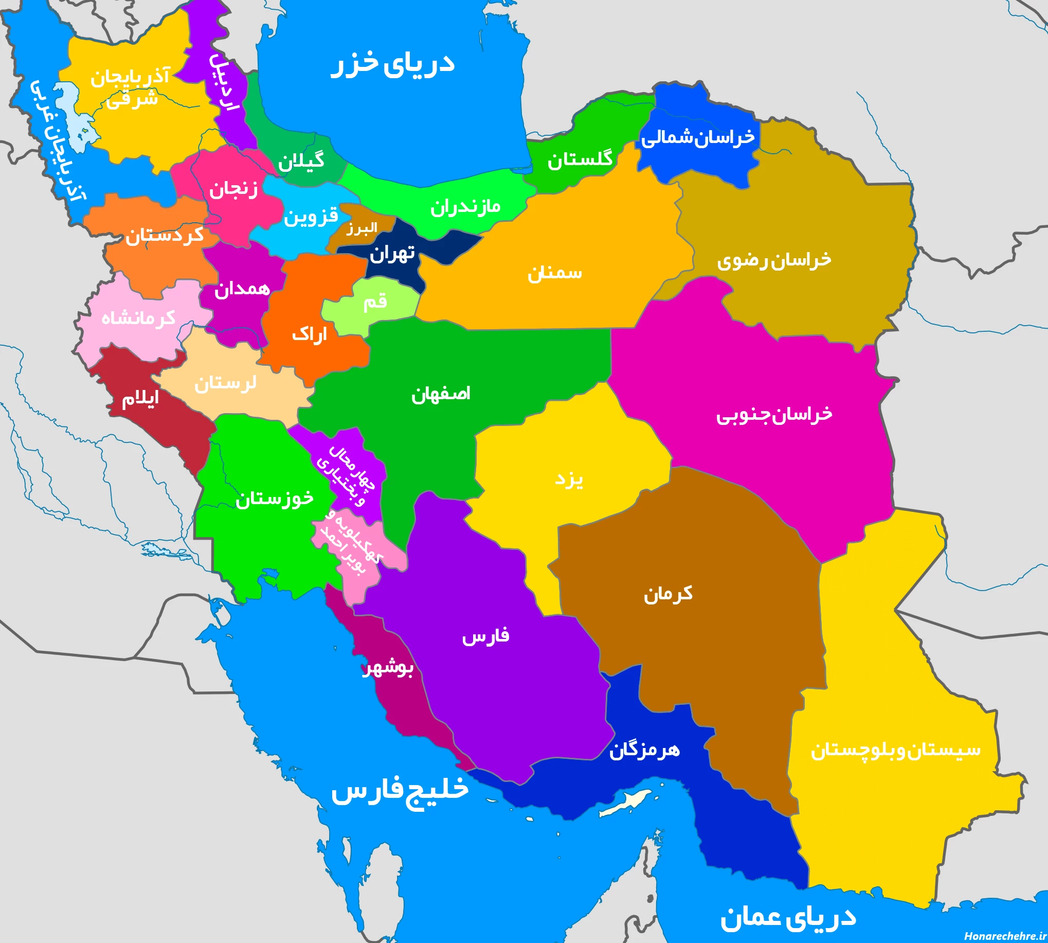 عکس نقشه ایران با مراکز استان ها