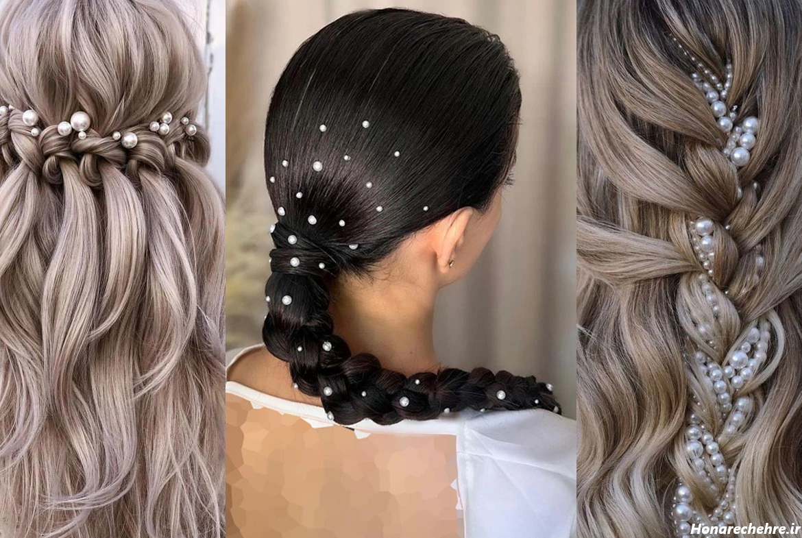 بافت مو با مروارید با سوزن