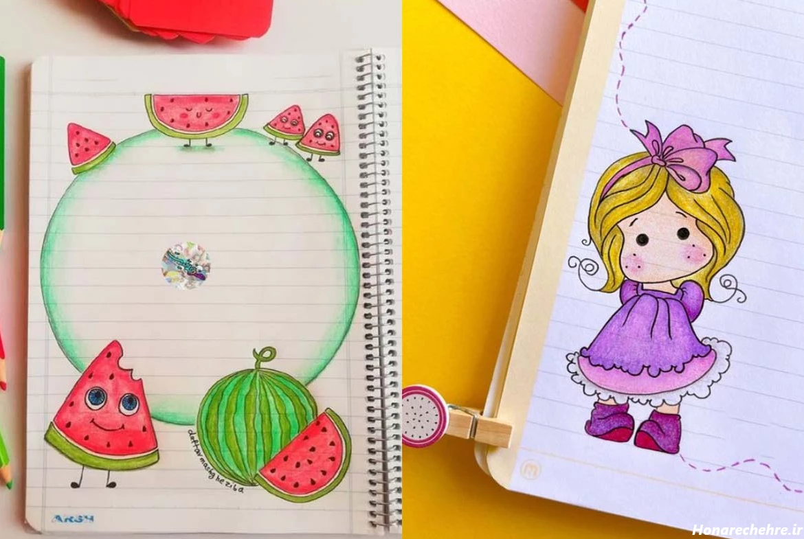 تزیین دفتر مشق دخترانه فانتزی