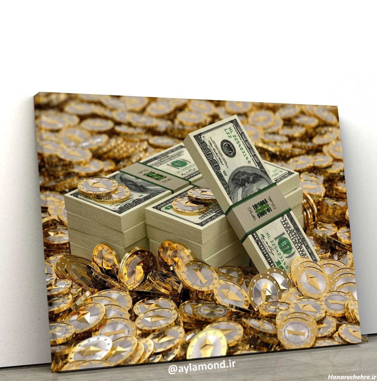 عکس شمش طلا و دلار برای تصویر زمینه