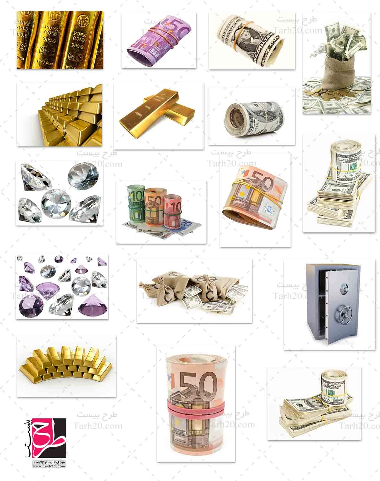 عکس شمش طلا و دلار برای تصویر زمینه