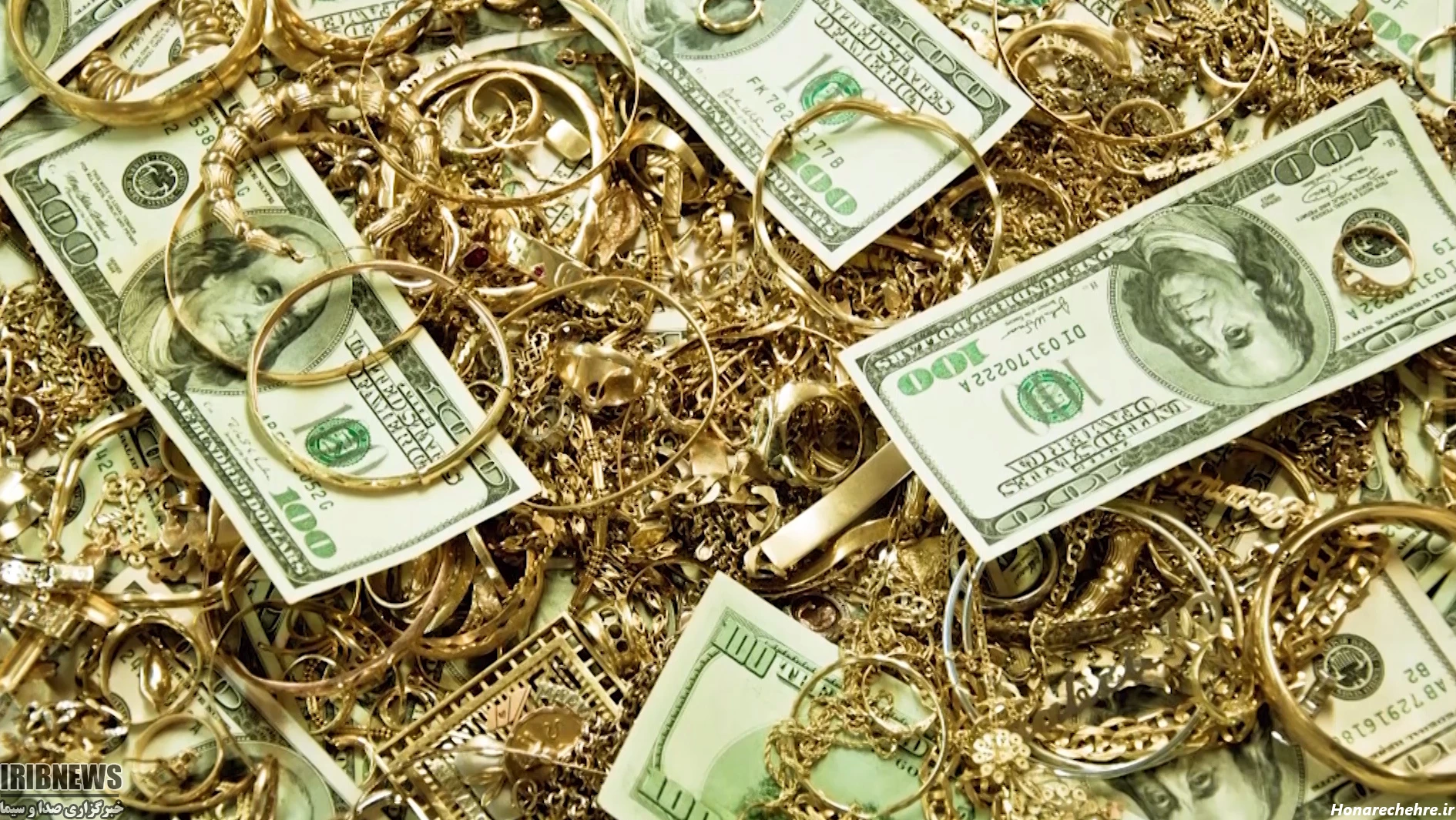 عکس شمش طلا و دلار برای تصویر زمینه