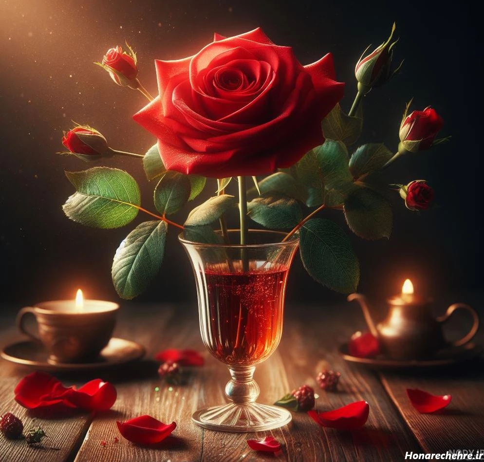 عکس گل رز قرمز عاشقانه طبیعی