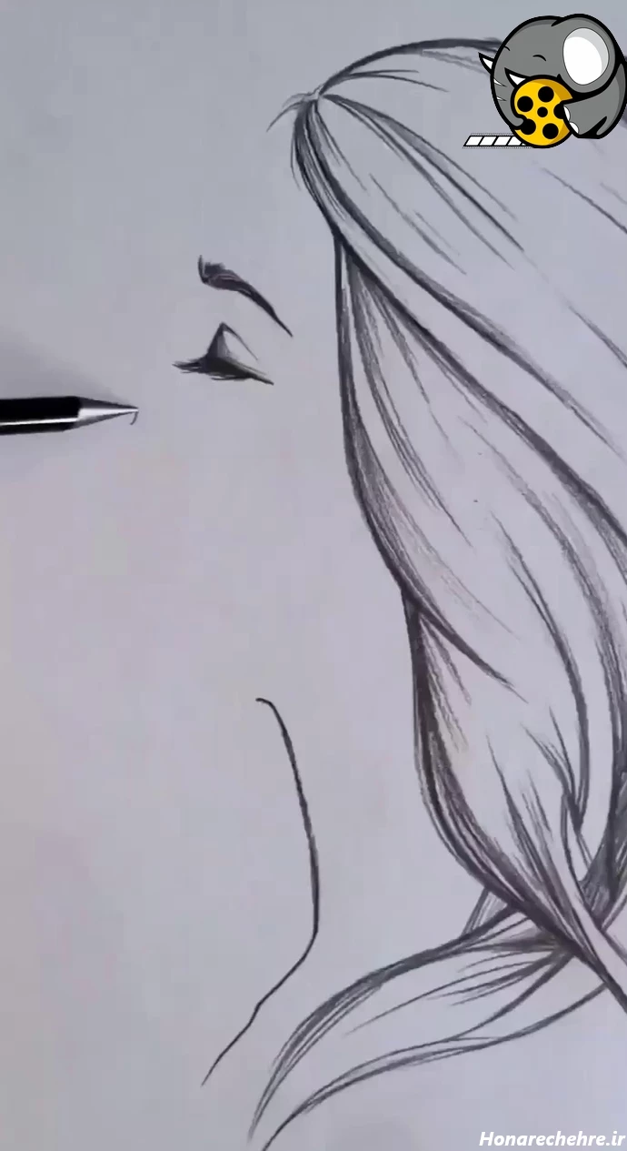 نقاشی سیاه قلم دختر از پشت