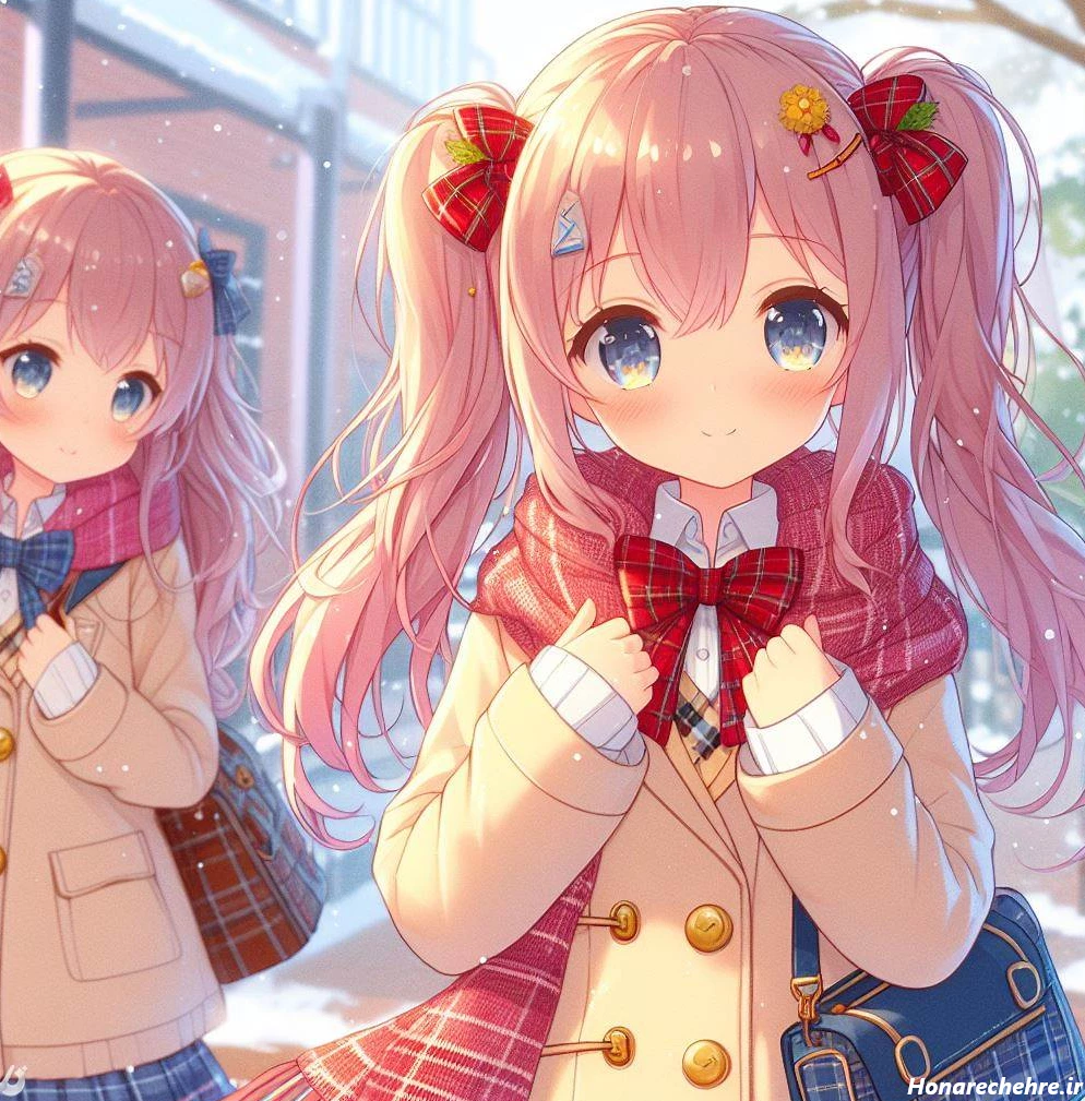 عکس انیمه کیوت صورتی