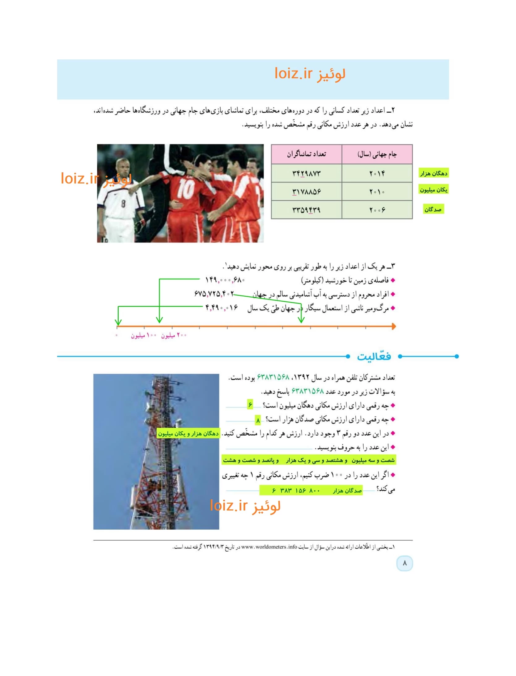 30 عکس از صفحه 8 ریاضی ششم برای یادگیری آسان