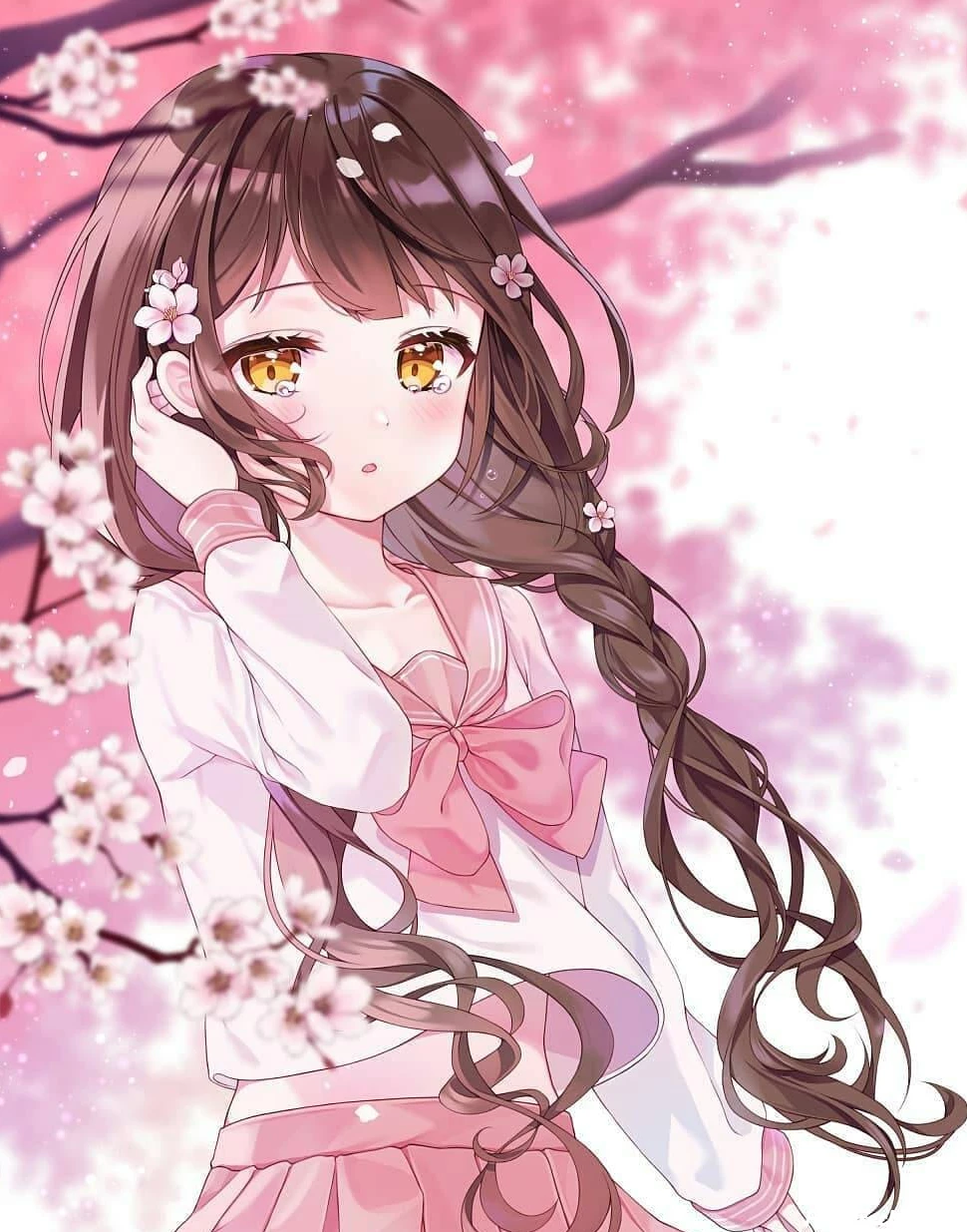 عکس انیمه کیوت صورتی