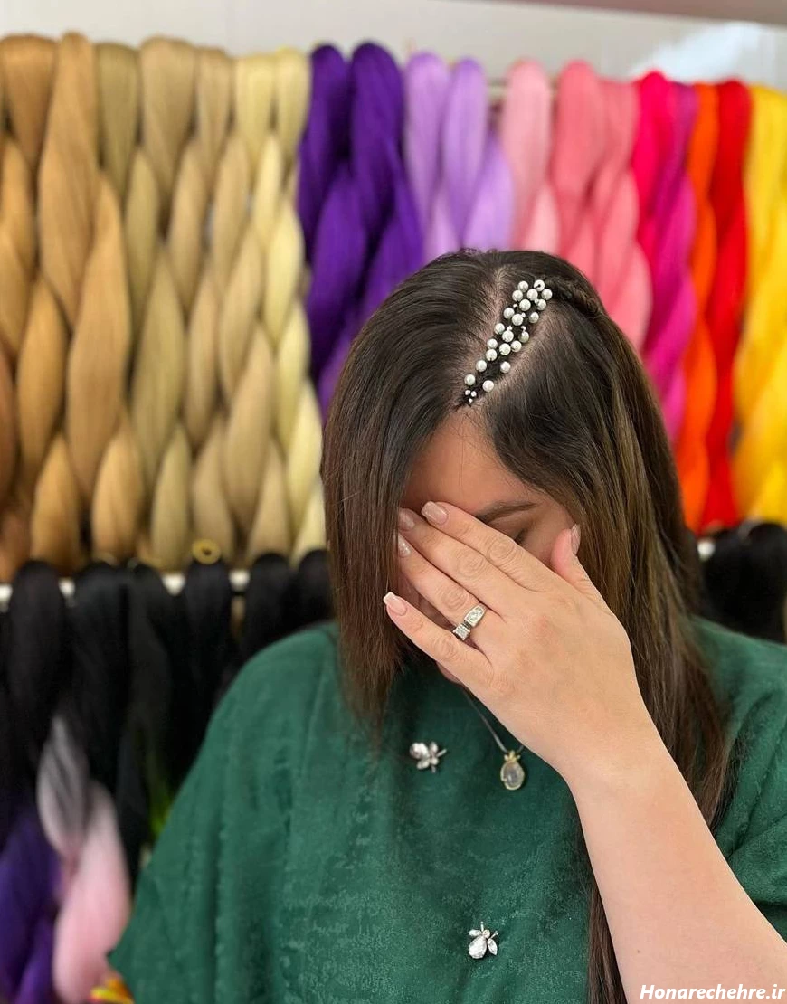 بافت مو با مروارید با سوزن