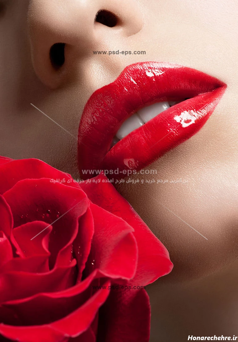 عکس دختر با گل رز قرمز