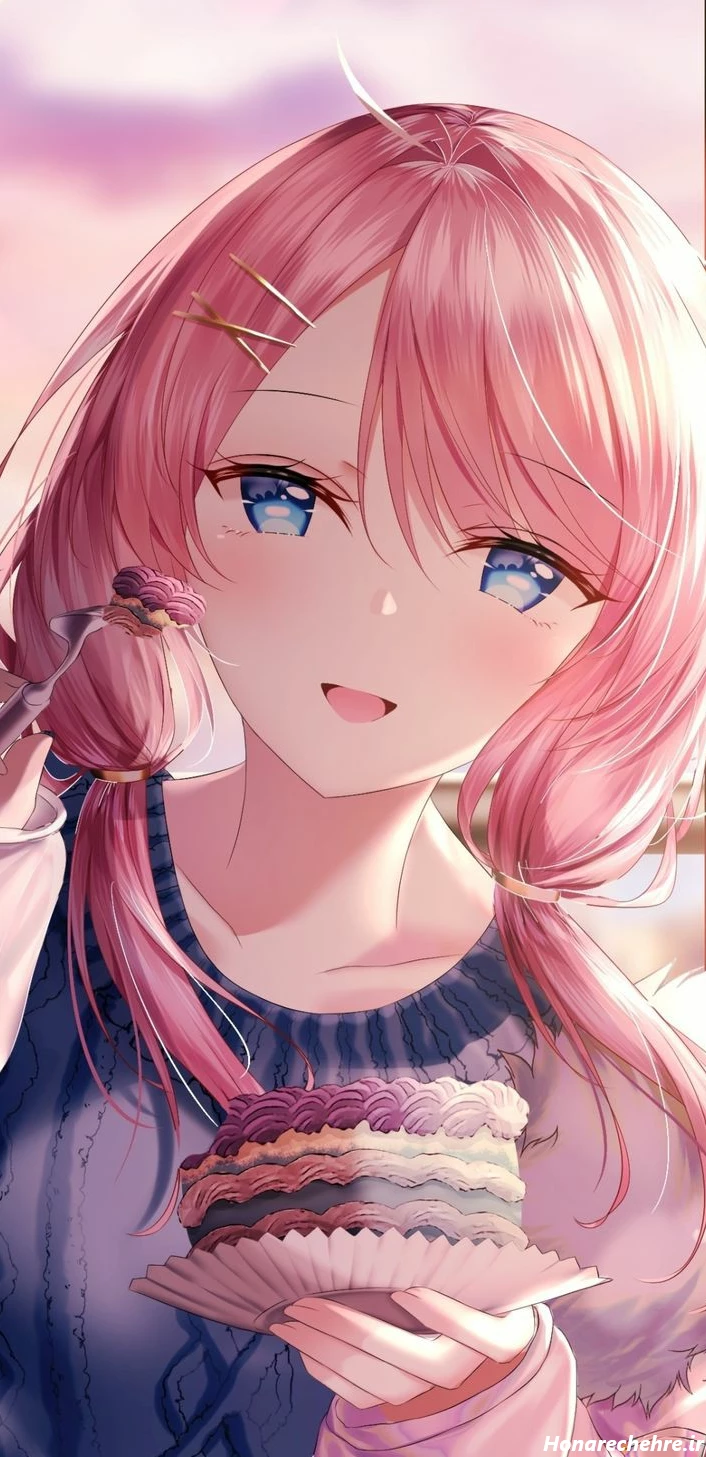 عکس انیمه کیوت صورتی