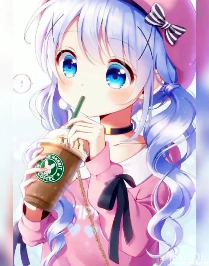 عکس انیمه کیوت صورتی