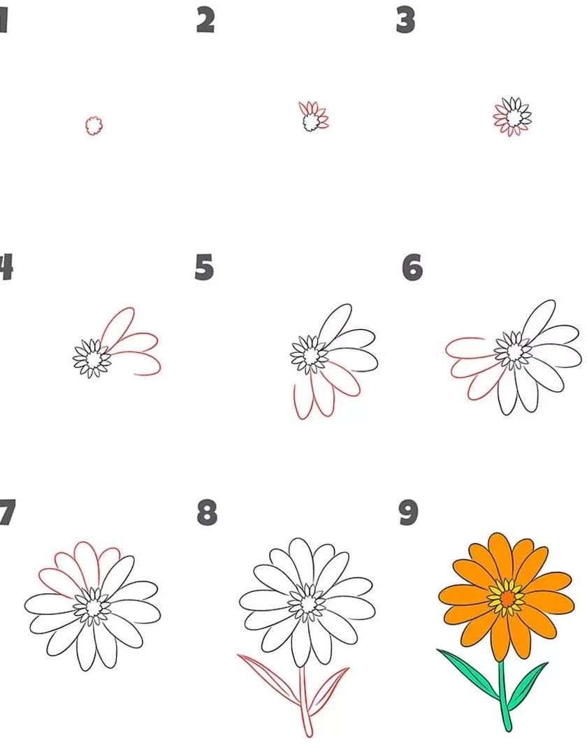 نقاشی گل آسان