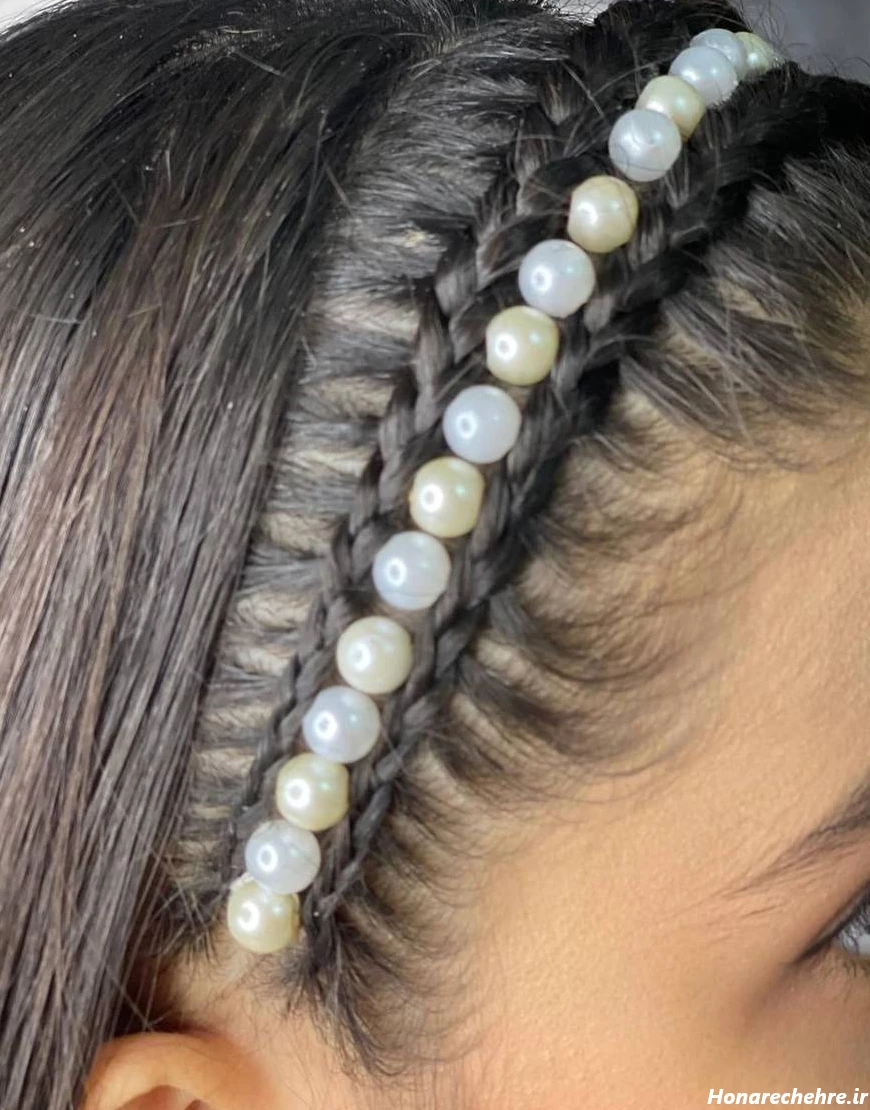 بافت مو با مروارید با سوزن