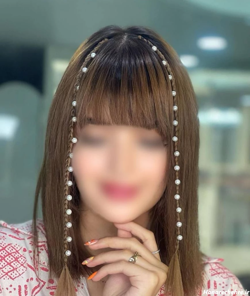 بافت مو با مروارید با سوزن