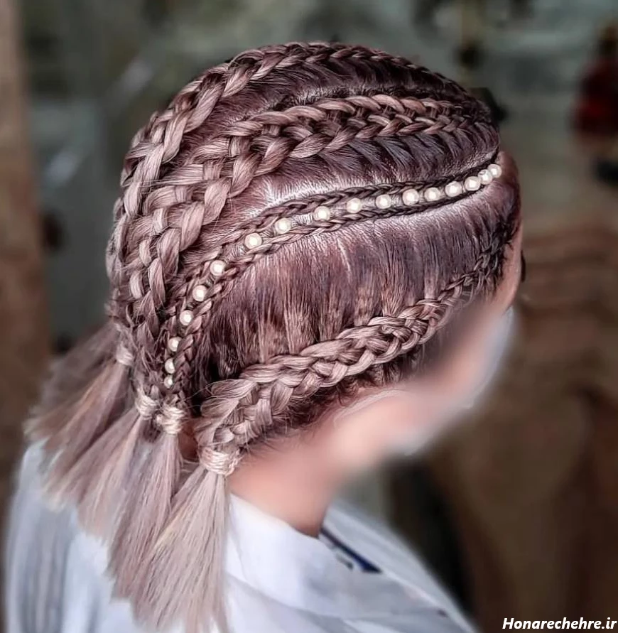 بافت مو با مروارید با سوزن