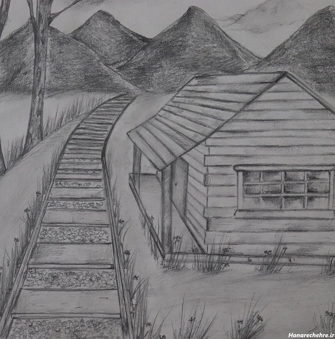 نقاشی سیاه قلم دخترانه