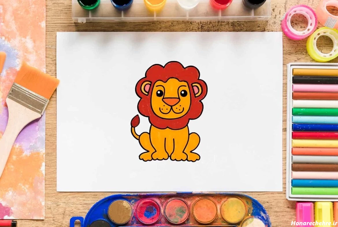نقاشی صورت شیر