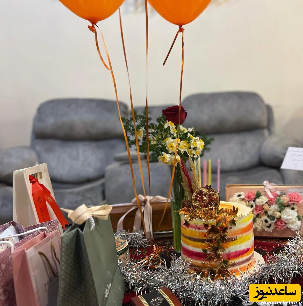 عکس) کیک تولد فیلینگ مژده لواسانی با دیزاین اناری/ مبارکا باشه
