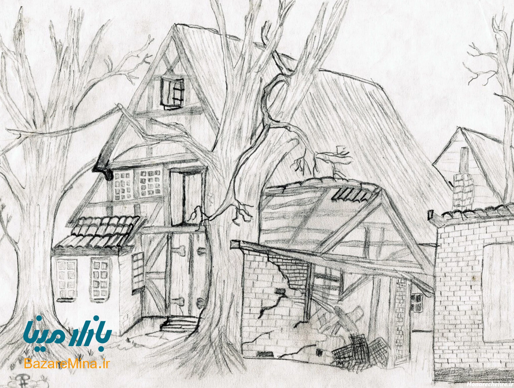 نقاشی سیاه قلم دخترانه