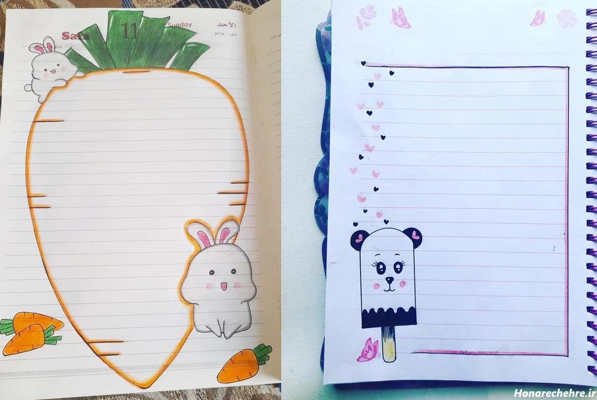 تزیین دفتر مشق دخترانه فانتزی