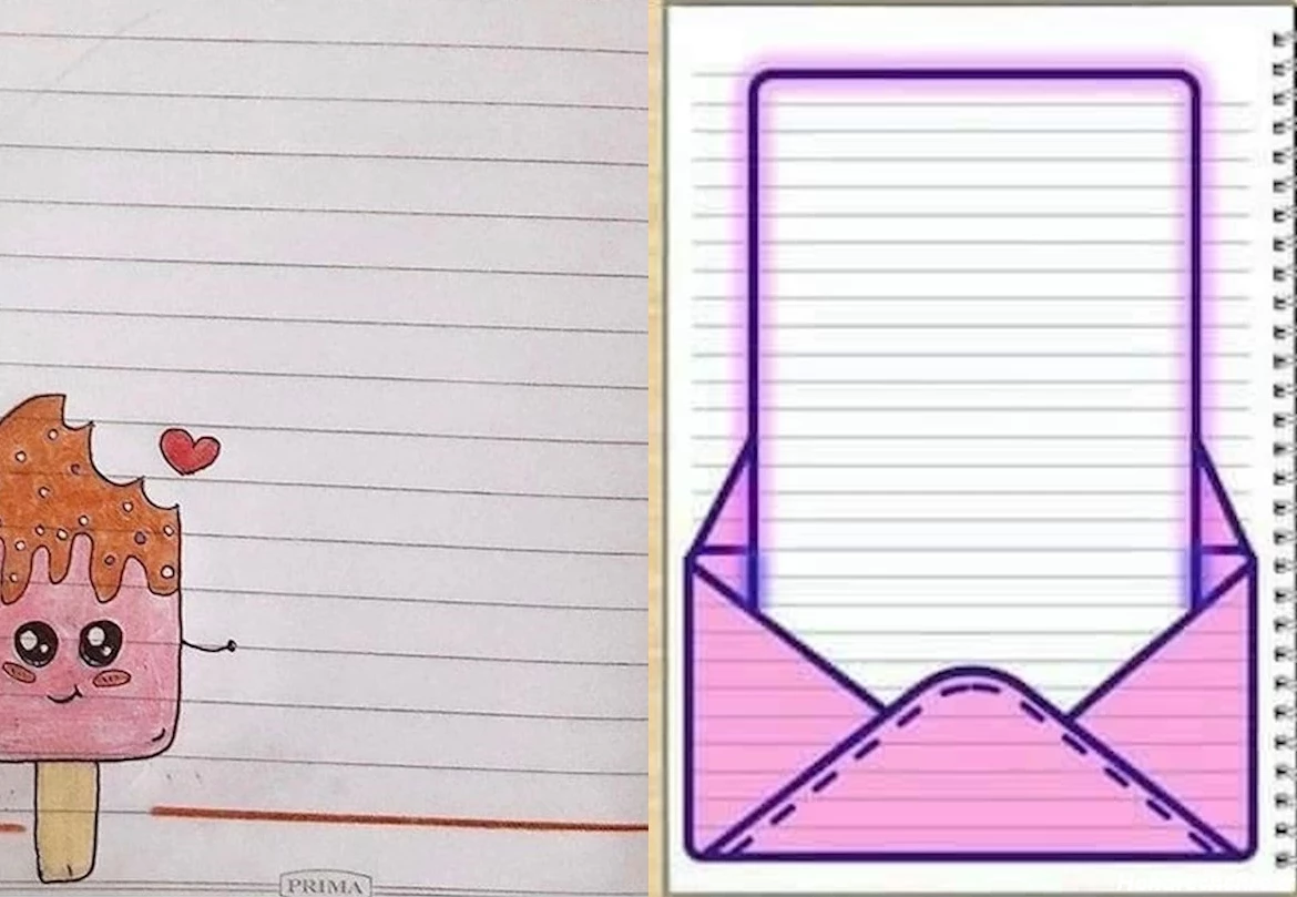 تزیین دفتر مشق دخترانه فانتزی