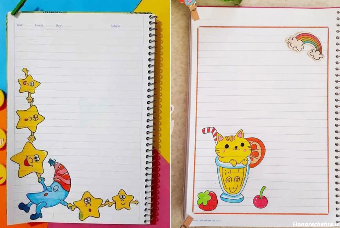 تزیین دفتر مشق دخترانه فانتزی