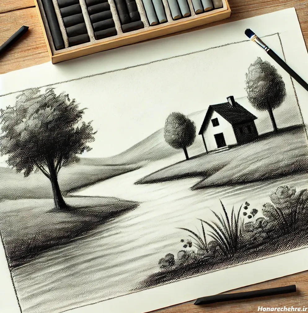 نقاشی سیاه قلم دخترانه