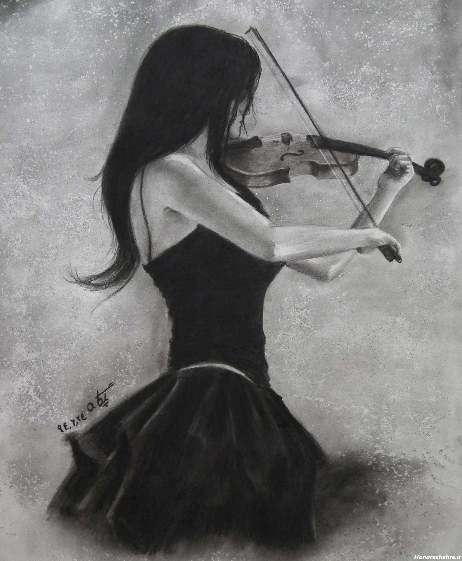 نقاشی سیاه قلم دخترانه